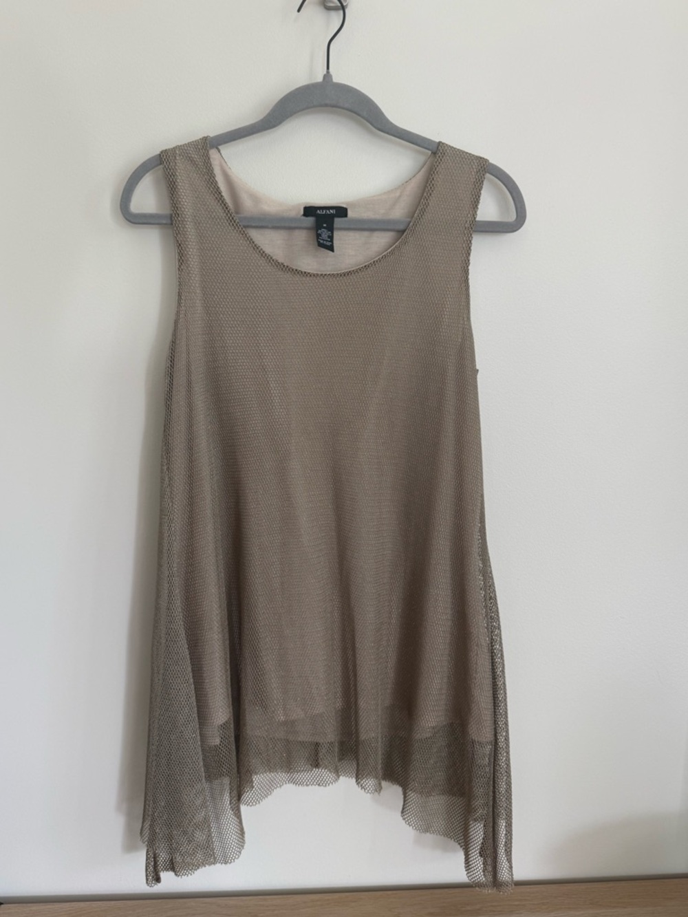Alfani Gold Mesh Layered Sleeveless Tunic